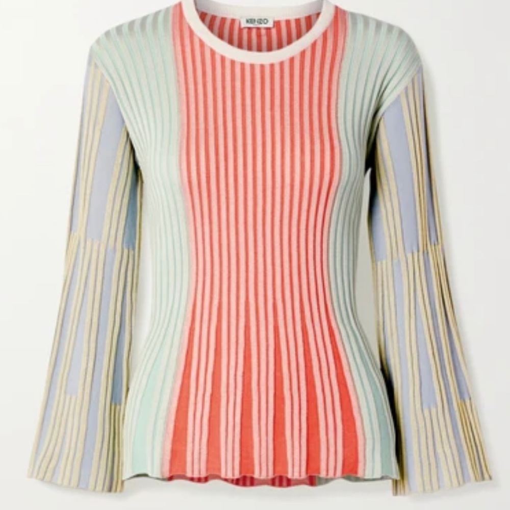 KENZO - Ribbed Bell-Sleeve Top (size SMALL)